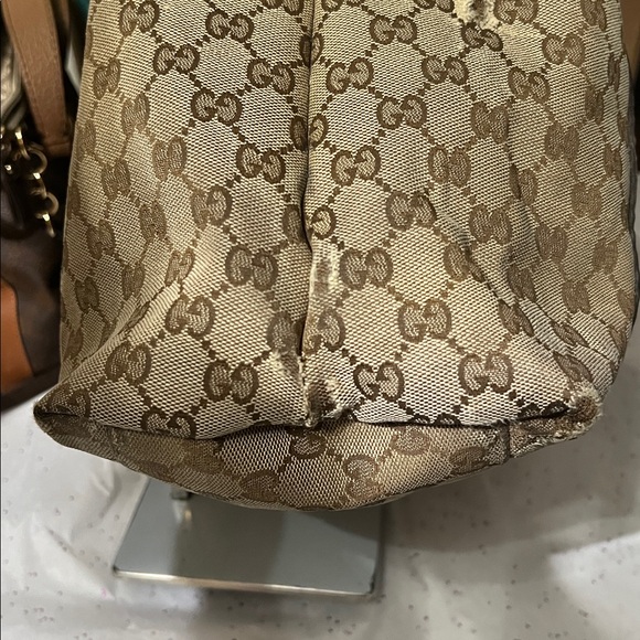 Gucci ✨Beige and Brown Monogram Medium Bamboo Bar Tote Bordeaux - Picture 6 of 6